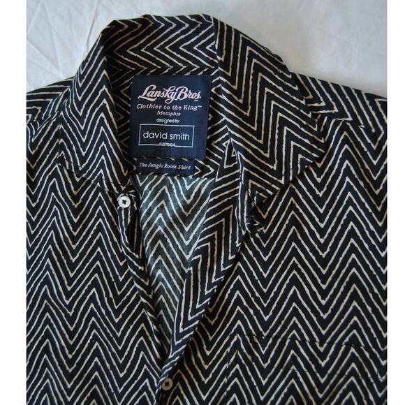 Lansky Bros Shirt Large Black Jungle Room Elvis Presley David Smith - Picture 4 of 8